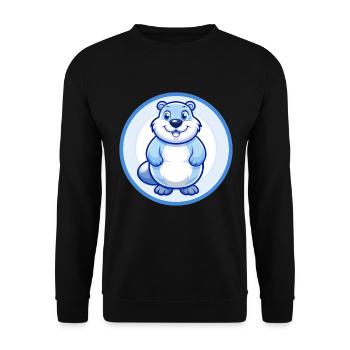 Murmeltier Blau Kawaii Cartoon Figur Clipart - Unisex Pullover - Schwarz - Vorne - Alina (178cm) & Michal (187cm)