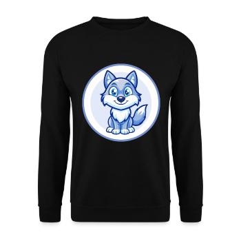 Wolf Blue Kawaii Cartoon Character Clipart Pet - Unisex Sweatshirt - black - Front - Alina (178cm) & Michal (187cm)