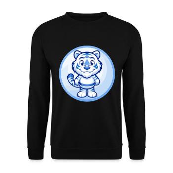 Tiger Blau Kawaii Cartoon Figur Clipart Haustier - Unisex Pullover - Schwarz - Vorne - Alina (178cm) & Michal (187cm)