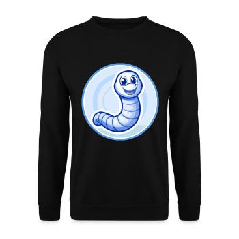 Regenwurm Blau Kawaii Cartoon Figur Clipart - Unisex Pullover - Schwarz - Vorne - Alina (178cm) & Michal (187cm)