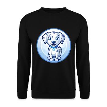 Dalmatiner Hund Blau Niedlich Kawaii Cartoon Clipart Haustier - Unisex Pullover - Schwarz - Vorne - Alina (178cm) & Michal (187cm)