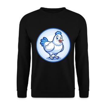 Poule Bleu Mignon Kawaii Dessin Animé Personnage Clipart Animal de compagnie - Sweat-shirt Unisexe - noir - Devant - Alina (178cm) & Michal (187cm)