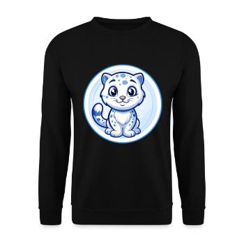 Schnee Leopard Blau Kawaii Cartoon Figur Clipart - Unisex Pullover - Schwarz - Vorne - Alina (178cm) & Michal (187cm)