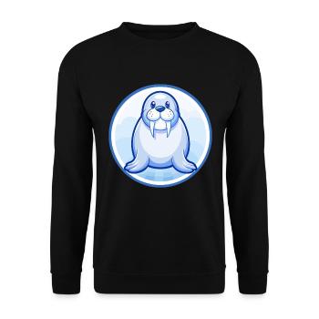 Morse Bleu Kawaii Dessin Animé Personnage Clipart Animal de compagnie - Sweat-shirt Unisexe - noir - Devant - Alina (178cm) & Michal (187cm)