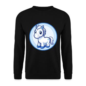 Cheval Bleu Kawaii Dessin Animé Personnage Clipart Animal de compagnie - Sweat-shirt Unisexe - noir - Devant - Alina (178cm) & Michal (187cm)