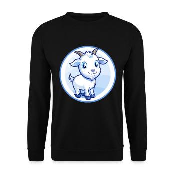 Ziege Blau Kawaii Cartoon Figur Clipart Haustier - Unisex Pullover - Schwarz - Vorne - Alina (178cm) & Michal (187cm)