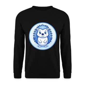Igel Blau Kawaii Cartoon Figur Clipart Haustier - Unisex Pullover - Schwarz - Vorne - Alina (178cm) & Michal (187cm)