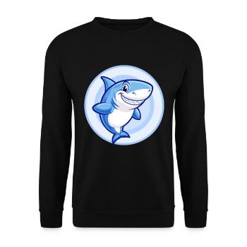 Hai Blau Kawaii Cartoon Figur Clipart Haustier - Unisex Pullover - Schwarz - Vorne - Alina (178cm) & Michal (187cm)