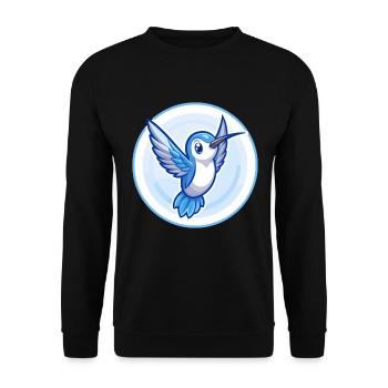 Kolibri Blau Kawaii Cartoon Figur Clipart - Unisex Pullover - Schwarz - Vorne - Alina (178cm) & Michal (187cm)
