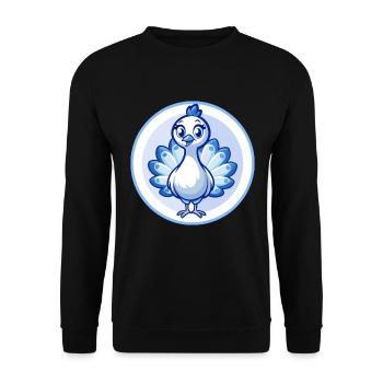 Peacock Blue Kawaii Cartoon Character Clipart Pet - Unisex Sweatshirt - black - Front - Alina (178cm) & Michal (187cm)