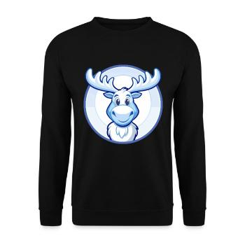 Elch Blau Kawaii Cartoon Figur Clipart Haustier - Unisex Pullover - Schwarz - Vorne - Alina (178cm) & Michal (187cm)