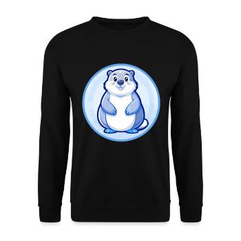 Murmeltier Blau Kawaii Cartoon Figur Clipart Haustier - Unisex Pullover - Schwarz - Vorne - Alina (178cm) & Michal (187cm)