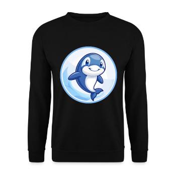 Orca Blue Kawaii Cartoon Character Clipart Pet - Unisex Sweatshirt - black - Front - Alina (178cm) & Michal (187cm)