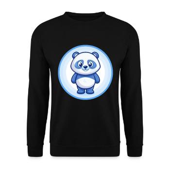 Panda Blau Kawaii Cartoon Figur Clipart Haustier - Unisex Pullover - Schwarz - Vorne - Alina (178cm) & Michal (187cm)