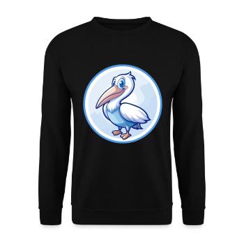 Pélican Bleu Kawaii Dessin Animé Personnage Clipart Animal de compagnie - Sweat-shirt Unisexe - noir - Devant - Alina (178cm) & Michal (187cm)