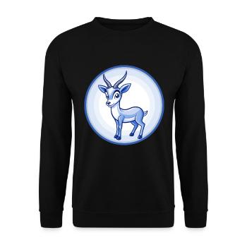 Impala Blau Kawaii Cartoon Figur Clipart Haustier - Unisex Pullover - Schwarz - Vorne - Alina (178cm) & Michal (187cm)