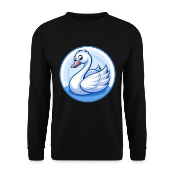 Schwan Blau Kawaii Cartoon Figur Clipart Haustier - Unisex Pullover - Schwarz - Vorne - Alina (178cm) & Michal (187cm)