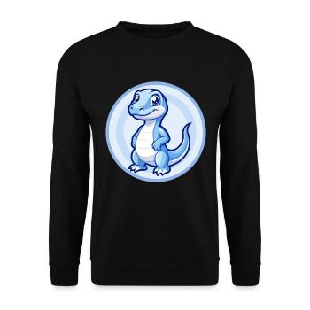 Komodowaran Blau Niedliche Kawaii Cartoon Clipart Haustier - Unisex Pullover - Schwarz - Vorne - Alina (178cm) & Michal (187cm)