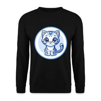 Ocelot Blue Kawaii Cartoon Character Clipart Pet - Unisex Sweatshirt - black - Front - Alina (178cm) & Michal (187cm)