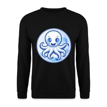 Octopus Blue Kawaii Cartoon Character Clipart Pet - Unisex Sweatshirt - black - Front - Alina (178cm) & Michal (187cm)