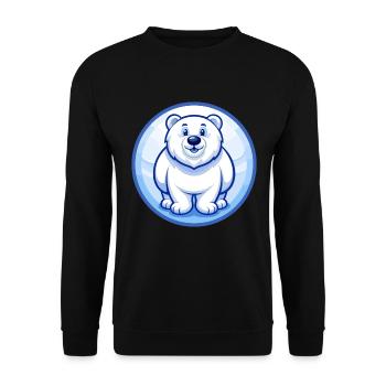 ours polaire bleu kawaii dessin animé personnage clipart - Sweat-shirt Unisexe - noir - Devant - Alina (178cm) & Michal (187cm)