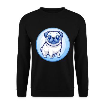 Carlin chien bleu kawaii dessin animé personnage Clipart animal de compagnie - Sweat-shirt Unisexe - noir - Devant - Alina (178cm) & Michal (187cm)