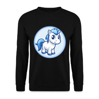 Pony Blau Kawaii Cartoon Figur Clipart Haustier - Unisex Pullover - Schwarz - Vorne - Alina (178cm) & Michal (187cm)