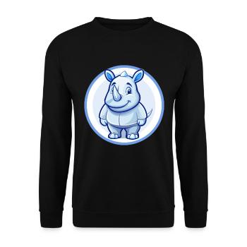 Rhino Blau Kawaii Cartoon Figur Clipart Haustier - Unisex Pullover - Schwarz - Vorne - Alina (178cm) & Michal (187cm)