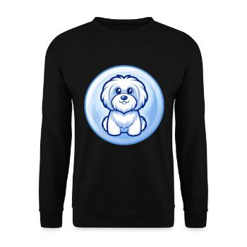 Havaneser Hund Blau Kawaii Cartoon Figur Clipart - Unisex Pullover - Schwarz - Vorne - Alina (178cm) & Michal (187cm)