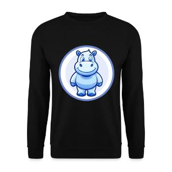 Nilpferd Blau Kawaii Cartoon Figur Clipart Haustier - Unisex Pullover - Schwarz - Vorne - Alina (178cm) & Michal (187cm)