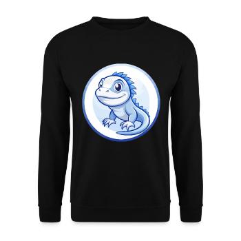 Leguan Blau Kawaii Cartoon Figur Clipart Haustier - Unisex Pullover - Schwarz - Vorne - Alina (178cm) & Michal (187cm)