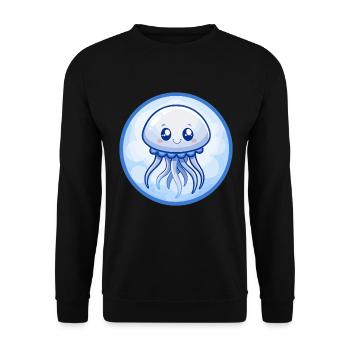 méduse bleu kawaii dessin animé personnage clipart - Sweat-shirt Unisexe - noir - Devant - Alina (178cm) & Michal (187cm)