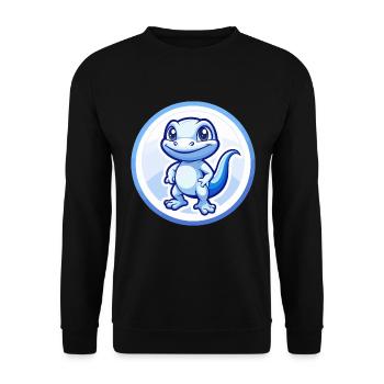Eidechse Blau Kawaii Cartoon Figur Clipart Haustier - Unisex Pullover - Schwarz - Vorne - Alina (178cm) & Michal (187cm)