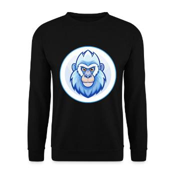 Mandrill Blau Kawaii Cartoon Figur Clipart Haustier - Unisex Pullover - Schwarz - Vorne - Alina (178cm) & Michal (187cm)