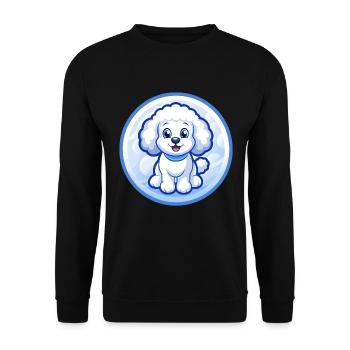 Pudel Hund Blau Kawaii Cartoon Figur Clipart - Unisex Pullover - Schwarz - Vorne - Alina (178cm) & Michal (187cm)