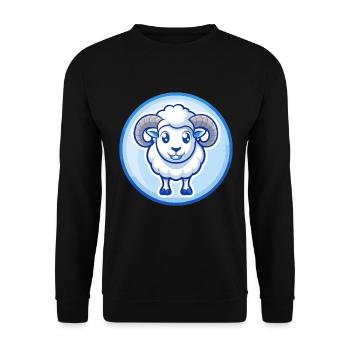 Ram Blau Niedlich Kawaii Cartoon Figur Clipart Haustier - Unisex Pullover - Schwarz - Vorne - Alina (178cm) & Michal (187cm)