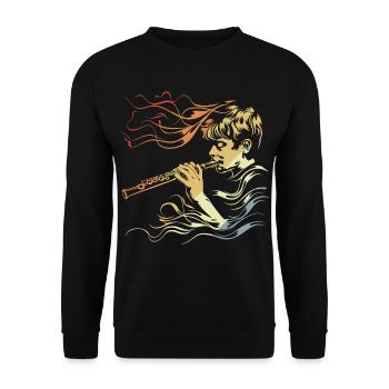 Flûte Garçon Dessin Vintage - Sweat-shirt Unisexe - noir - Devant - Alina (178cm) & Michal (187cm)