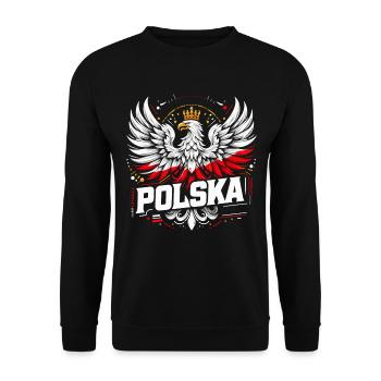 Poland Polska Polish Red White Eagle Crown Gift - Unisex Sweatshirt - black - Front - Alina (178cm) & Michal (187cm)