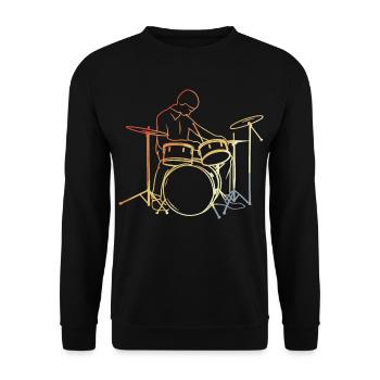 Schlagzeuger Vintage Look - Unisex Pullover - Schwarz - Vorne - Alina (178cm) & Michal (187cm)