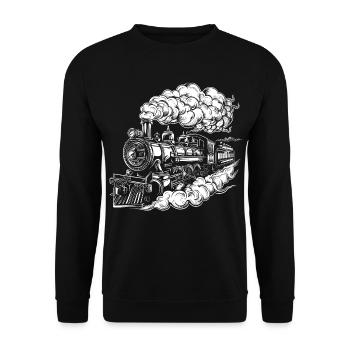 Steam Locomotive Graphics - Unisex Sweatshirt - black - Front - Alina (178cm) & Michal (187cm)
