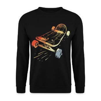 Skateboard Skizze Vintage Look - Unisex Pullover - Schwarz - Vorne - Alina (178cm) & Michal (187cm)