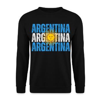 Flagge von Argentinien, Argentinischer Stolz - Unisex Pullover - Schwarz - Vorne - Alina (178cm) & Michal (187cm)
