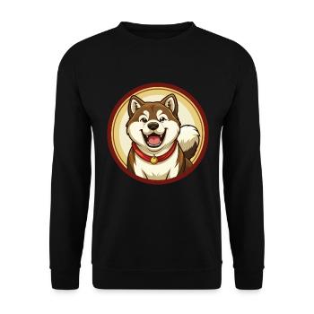 Akita Dog Colorful Kawaii Cartoon Character Pet - Unisex Sweatshirt - black - Front - Alina (178cm) & Michal (187cm)