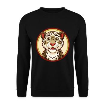 Amur Leopard Colorful Kawaii Cartoon Character Pet - Unisex Sweatshirt - black - Front - Alina (178cm) & Michal (187cm)