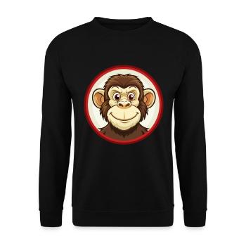 Chimpanzé coloré Kawaii dessin animé Personnage Animal de compagnie - Sweat-shirt Unisexe - noir - Devant - Alina (178cm) & Michal (187cm)