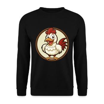 Huhn Bunte Kawaii Cartoon Figur Clipart - Unisex Pullover - Schwarz - Vorne - Alina (178cm) & Michal (187cm)