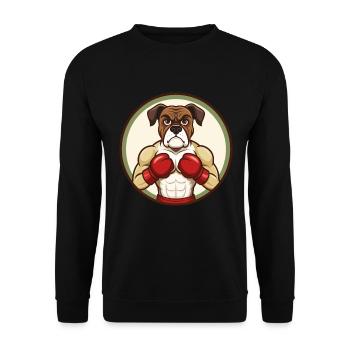 Boxer Hund Bunt Kawaii Cartoon Figur Haustier - Unisex Pullover - Schwarz - Vorne - Alina (178cm) & Michal (187cm)