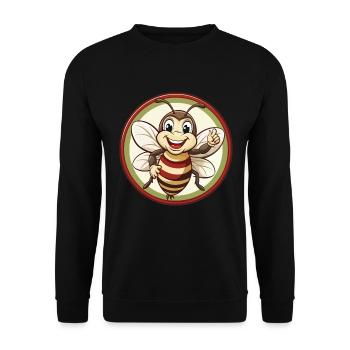 Biene Bunt Kawaii Cartoon Charakter Clipart Haustier - Unisex Pullover - Schwarz - Vorne - Alina (178cm) & Michal (187cm)