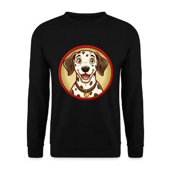 Dalmatiner Hund Bunt Kawaii Cartoon Clipart Haustier - Unisex Pullover - Schwarz - Vorne - Alina (178cm) & Michal (187cm)