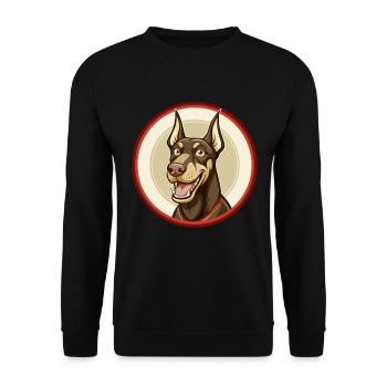 Dobermann chien coloré Kawaii dessin animé Clipart animal de compagnie - Sweat-shirt Unisexe - noir - Devant - Alina (178cm) & Michal (187cm)